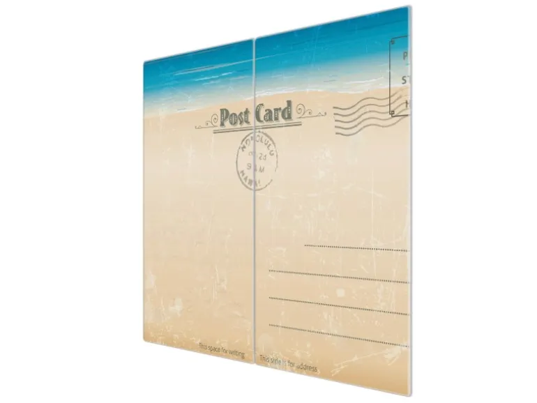 Banjado Herdabdeckplatte Glas 2 Teilig Je 30x52CM Schneidebrett Herdabdeckung Mit Motiv Postkarte