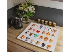 Banjado Herdabdeckplatte Glas 1 Teilig 60x52CM Schneidebrett Herdabdeckung Mit Motiv Freunde