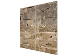 Banjado Herdabdeckplatte Glas 2 Teilig Je 30x52CM Schneidebrett Herdabdeckung Mit Motiv Steinwand Antik