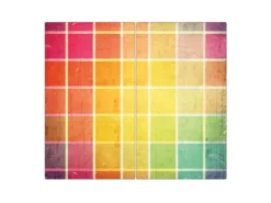 Banjado Herdabdeckplatte Glas 2 Teilig Je 30x52CM Schneidebrett Herdabdeckung Mit Motiv Bunte Glasbausteine