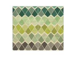 Banjado Herdabdeckplatte Glas 2 Teilig Je 30x52CM Schneidebrett Herdabdeckung Mit Motiv Vier Farben Grün