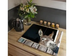 Banjado Herdabdeckplatte Glas 2 Teilig Je 30x52CM Schneidebrett Herdabdeckung Mit Motiv Nicki