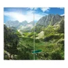 Banjado Herdabdeckplatte Glas 2 Teilig Je 30x52CM Schneidebrett Herdabdeckung Mit Motiv Bergsee Alpen