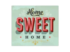 Banjado Herdabdeckplatte Glas 2 Teilig Je 30x52CM Schneidebrett Herdabdeckung Mit Motiv Home Sweet Home
