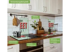 Banjado Herdabdeckplatte Glas 2 Teilig Je 30x52CM Schneidebrett Herdabdeckung Mit Motiv Home Sweet Home