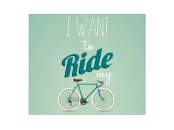 Banjado Herdabdeckplatte Glas 1 Teilig 60x52CM Schneidebrett Herdabdeckung Mit Motiv I Want To Ride My Bike