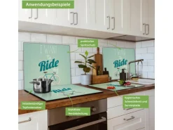 Banjado Herdabdeckplatte Glas 1 Teilig 60x52CM Schneidebrett Herdabdeckung Mit Motiv I Want To Ride My Bike