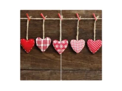 Banjado Herdabdeckplatte Glas 2 Teilig Je 30x52CM Schneidebrett Herdabdeckung Mit Motiv Kleine Herzen