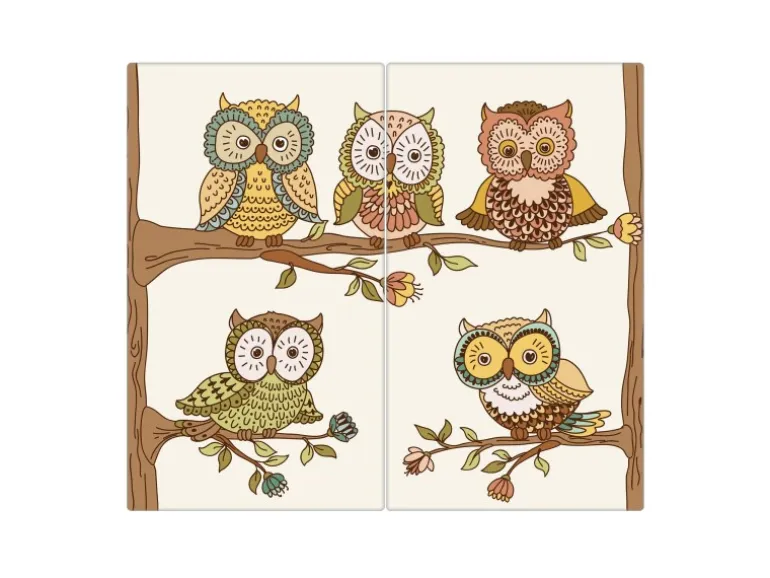 Banjado Herdabdeckplatte Glas 2 Teilig Je 30x52CM Schneidebrett Herdabdeckung Mit Motiv Zehn-Augen-Prinzip