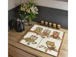 Banjado Herdabdeckplatte Glas 2 Teilig Je 30x52CM Schneidebrett Herdabdeckung Mit Motiv Zehn-Augen-Prinzip