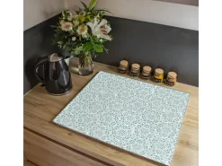 Banjado Herdabdeckplatte Glas 1 Teilig 60x52CM Schneidebrett Herdabdeckung Mit Motiv Muster Getupft Blau