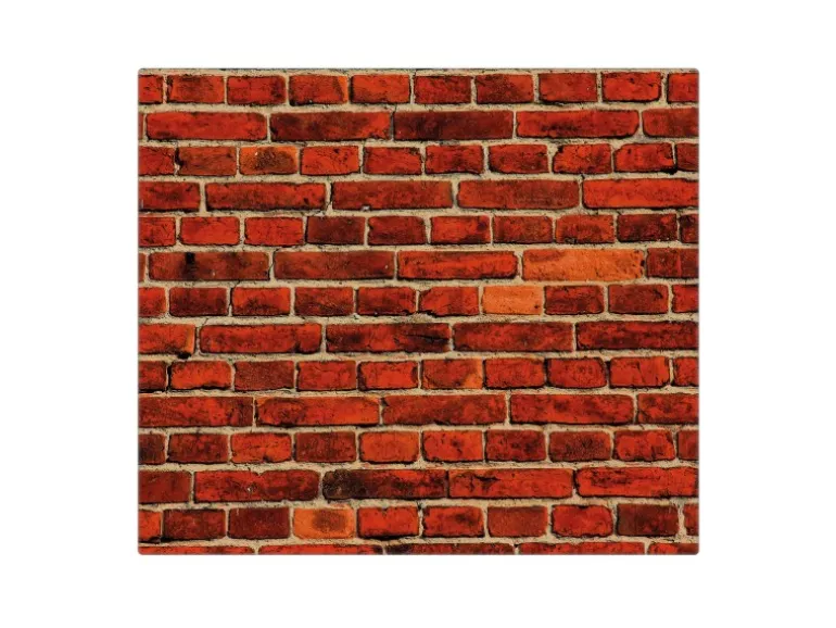 Banjado Herdabdeckplatte Glas 1 Teilig 60x52CM Schneidebrett Herdabdeckung Mit Motiv Ziegelwand