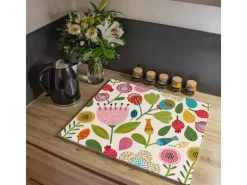 Banjado Herdabdeckplatte Glas 1 Teilig 60x52CM Schneidebrett Herdabdeckung Mit Motiv Rosa Kelch Hell