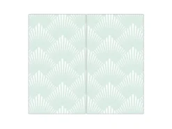 Banjado Herdabdeckplatte Glas 2 Teilig Je 30x52CM Schneidebrett Herdabdeckung Mit Motiv Strahlen Mint