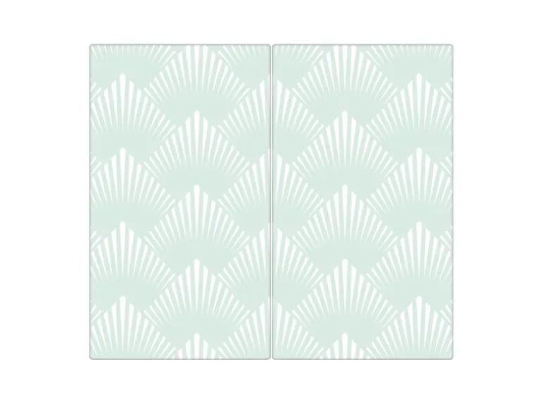 Banjado Herdabdeckplatte Glas 2 Teilig Je 30x52CM Schneidebrett Herdabdeckung Mit Motiv Strahlen Mint