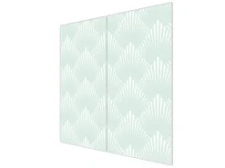 Banjado Herdabdeckplatte Glas 2 Teilig Je 30x52CM Schneidebrett Herdabdeckung Mit Motiv Strahlen Mint