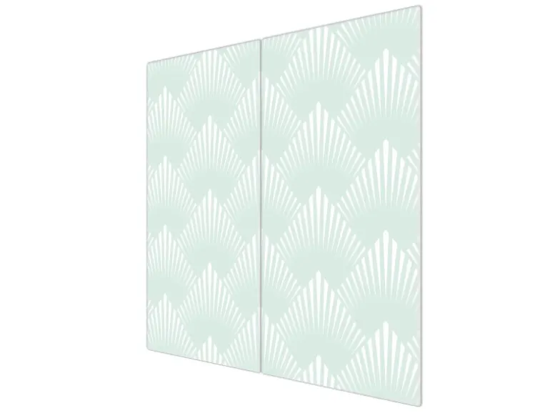 Banjado Herdabdeckplatte Glas 2 Teilig Je 30x52CM Schneidebrett Herdabdeckung Mit Motiv Strahlen Mint