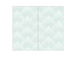 Banjado Herdabdeckplatte Glas 2 Teilig Je 30x52CM Schneidebrett Herdabdeckung Mit Motiv Strahlen Mint