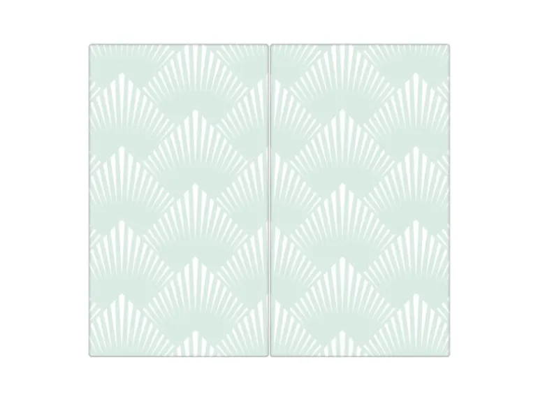 Banjado Herdabdeckplatte Glas 2 Teilig Je 30x52CM Schneidebrett Herdabdeckung Mit Motiv Strahlen Mint