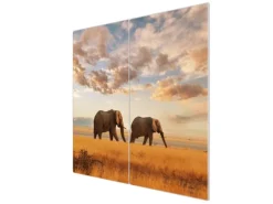 Banjado Herdabdeckplatte Glas 2 Teilig Je 30x52CM Schneidebrett Herdabdeckung Mit Motiv Elefanten