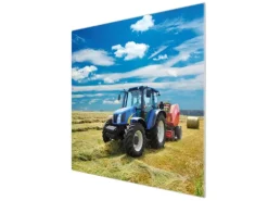 Banjado Herdabdeckplatte Glas 1 Teilig 60x52CM Schneidebrett Herdabdeckung Mit Motiv Traktor