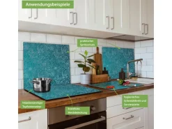 Banjado Herdabdeckplatte Glas 1 Teilig 60x52CM Schneidebrett Herdabdeckung Mit Motiv Mandala Landschaft