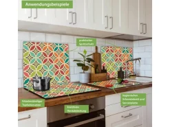 Banjado Herdabdeckplatte Glas 1 Teilig 60x52CM Schneidebrett Herdabdeckung Mit Motiv Diamant Muster