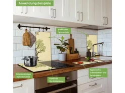 Banjado Herdabdeckplatte Glas 2 Teilig Je 30x52CM Schneidebrett Herdabdeckung Mit Motiv Olivenbaum