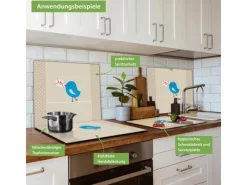 Banjado Herdabdeckplatte Glas 1 Teilig 60x52CM Schneidebrett Herdabdeckung Mit Motiv Liebesbrief