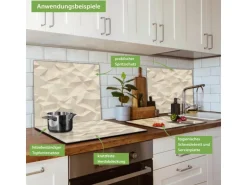 Banjado Herdabdeckplatte Glas 1 Teilig 60x52CM Schneidebrett Herdabdeckung Mit Motiv Steinwand 2