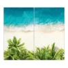 Banjado Herdabdeckplatte Glas 2 Teilig Je 30x52CM Schneidebrett Herdabdeckung Mit Motiv Strandtag