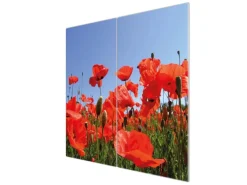 Banjado Herdabdeckplatte Glas 2 Teilig Je 30x52CM Schneidebrett Herdabdeckung Mit Motiv Mohnblumen