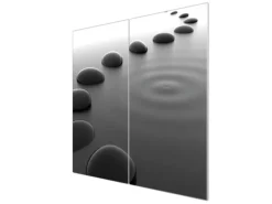 Banjado Herdabdeckplatte Glas 2 Teilig Je 30x52CM Schneidebrett Herdabdeckung Mit Motiv Schwarze Steine