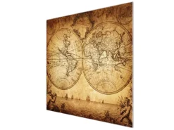 Banjado Herdabdeckplatte Glas 1 Teilig 60x52CM Schneidebrett Herdabdeckung Mit Motiv Sieben Weltmeere