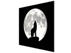 Banjado Herdabdeckplatte Glas 1 Teilig 60x52CM Schneidebrett Herdabdeckung Mit Motiv Heulender Wolf Sw