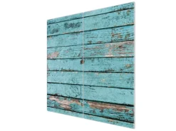 Banjado Herdabdeckplatte Glas 2 Teilig Je 30x52CM Schneidebrett Herdabdeckung Mit Motiv Blaue Holzlatten