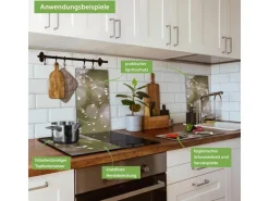 Banjado Herdabdeckplatte Glas 2 Teilig Je 30x52CM Schneidebrett Herdabdeckung Mit Motiv Tau Auf Zweigen