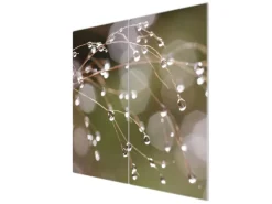 Banjado Herdabdeckplatte Glas 2 Teilig Je 30x52CM Schneidebrett Herdabdeckung Mit Motiv Tau Auf Zweigen