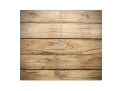 Banjado Herdabdeckplatte Glas 2 Teilig Je 30x52CM Schneidebrett Herdabdeckung Mit Motiv Holzplanken