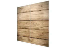 Banjado Herdabdeckplatte Glas 2 Teilig Je 30x52CM Schneidebrett Herdabdeckung Mit Motiv Holzplanken