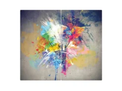 Banjado Herdabdeckplatte Glas 2 Teilig Je 30x52CM Schneidebrett Herdabdeckung Mit Motiv Idee