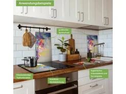 Banjado Herdabdeckplatte Glas 2 Teilig Je 30x52CM Schneidebrett Herdabdeckung Mit Motiv Idee