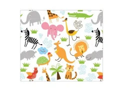 Banjado Herdabdeckplatte Glas 1 Teilig 60x52CM Schneidebrett Herdabdeckung Mit Motiv Fröhliche Tiere