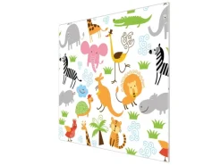 Banjado Herdabdeckplatte Glas 1 Teilig 60x52CM Schneidebrett Herdabdeckung Mit Motiv Fröhliche Tiere