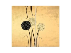 Banjado Herdabdeckplatte Glas 2 Teilig Je 30x52CM Schneidebrett Herdabdeckung Mit Motiv Zwiebel Vintage