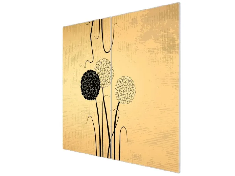 Banjado Herdabdeckplatte Glas 2 Teilig Je 30x52CM Schneidebrett Herdabdeckung Mit Motiv Zwiebel Vintage