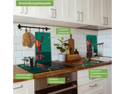 Banjado Herdabdeckplatte Glas 2 Teilig Je 30x52CM Schneidebrett Herdabdeckung Mit Motiv Orange Katze