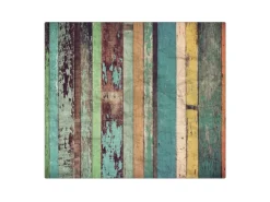 Banjado Herdabdeckplatte Glas 1 Teilig 60x52CM Schneidebrett Herdabdeckung Mit Motiv Bunte Bretterwand