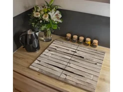 Banjado Herdabdeckplatte Glas 2 Teilig Je 30x52CM Schneidebrett Herdabdeckung Mit Motiv Steinplatten