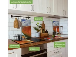 Banjado Herdabdeckplatte Glas 2 Teilig Je 30x52CM Schneidebrett Herdabdeckung Mit Motiv Grand Canyon